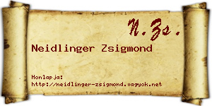 Neidlinger Zsigmond névjegykártya
